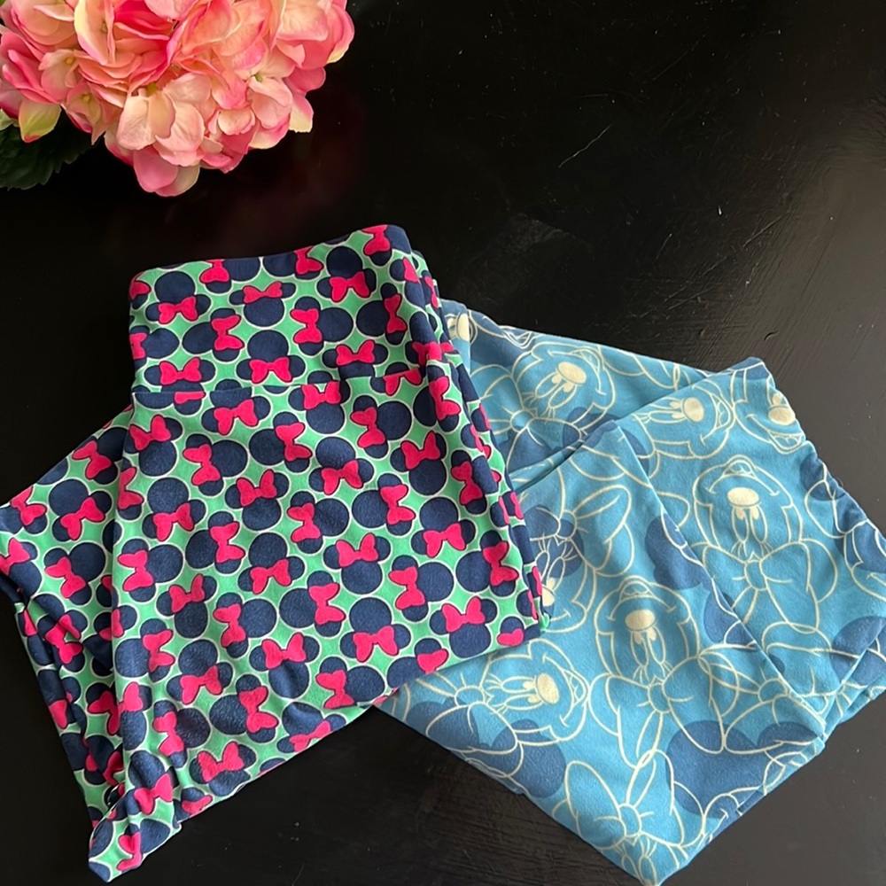 Two pair of Disney Minnie mouse Lu La Roe leggings.